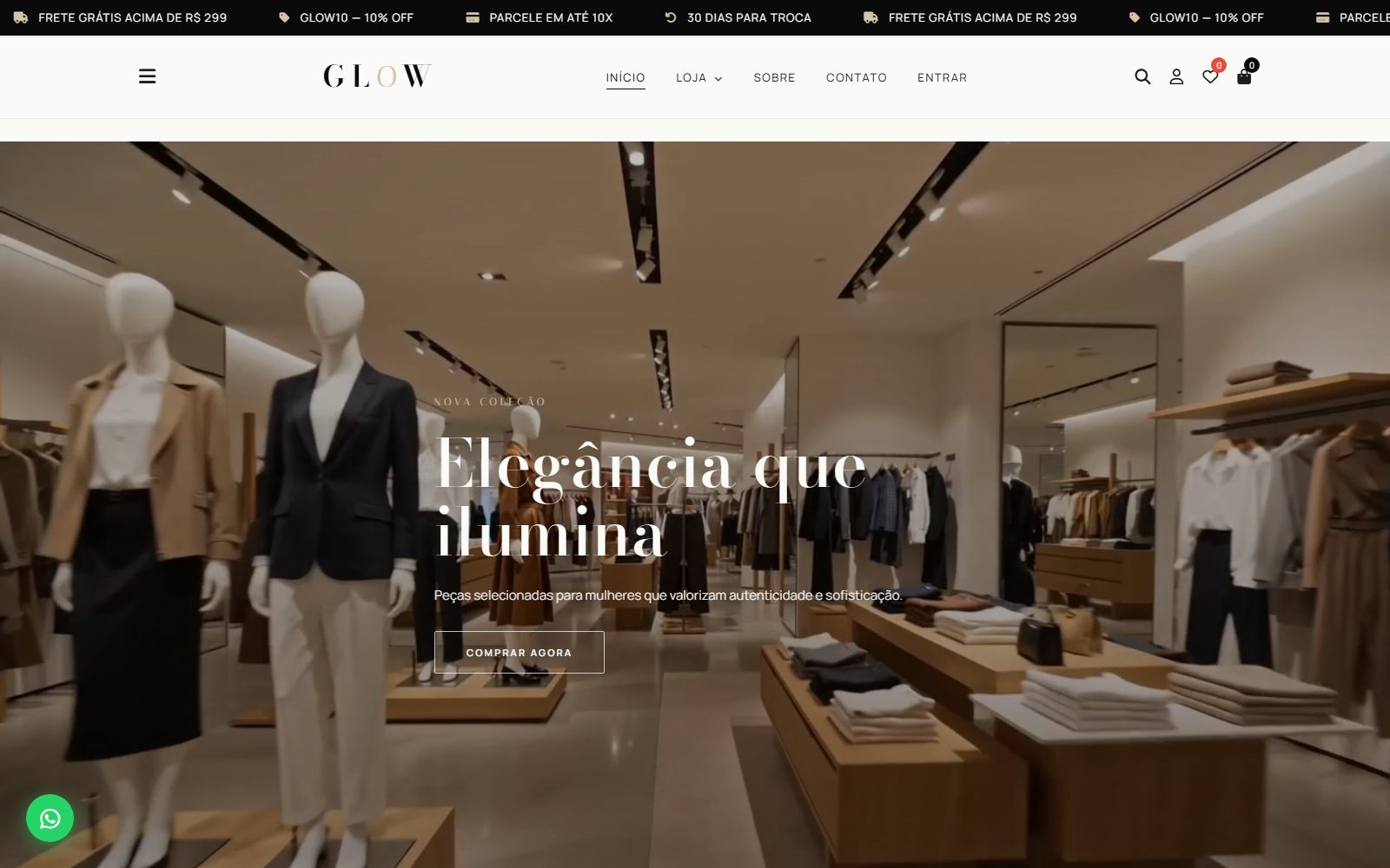 E-commerce de moda: Glow: loja virtual pronta pra vender